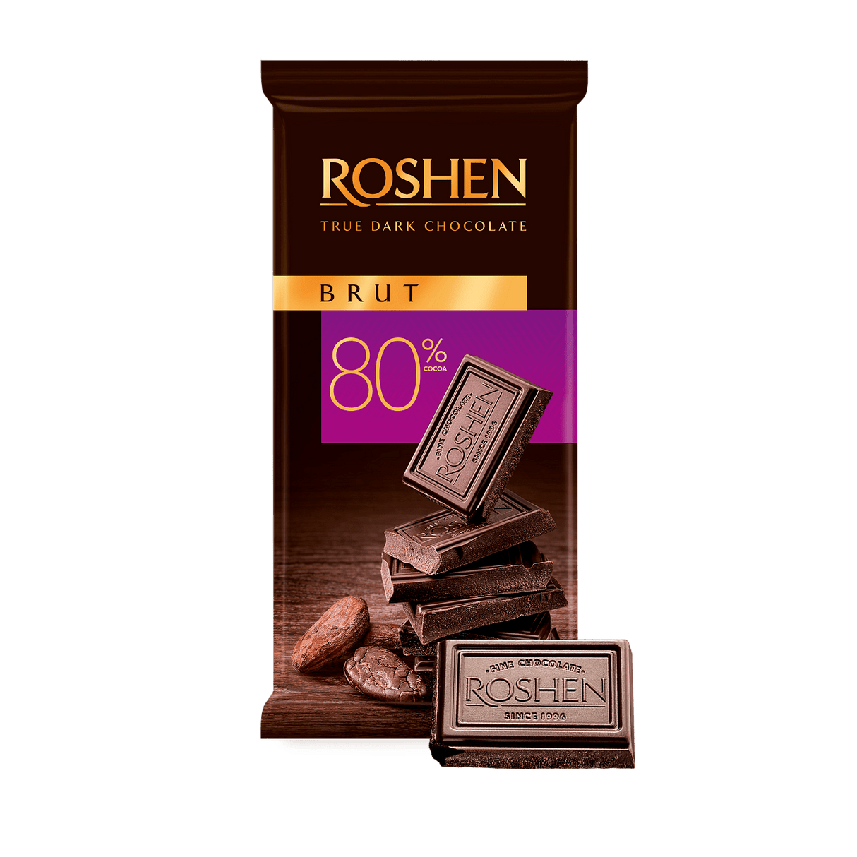 ROSHEN BRUT 80% Cocoa True Dark Chocolate Bar 85g
