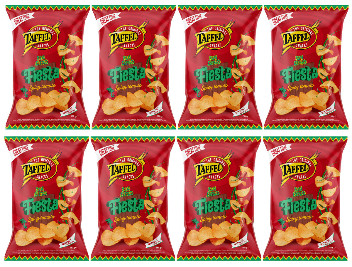 TAFFEL SAN DIEGO FIESTA Spicy Tomato Flavor Potato Chips 8 x 180g