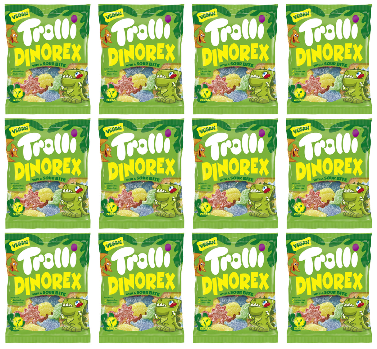 TROLLI DINOREX Sour Sugar Coated Gummi Candies 12 x 100g