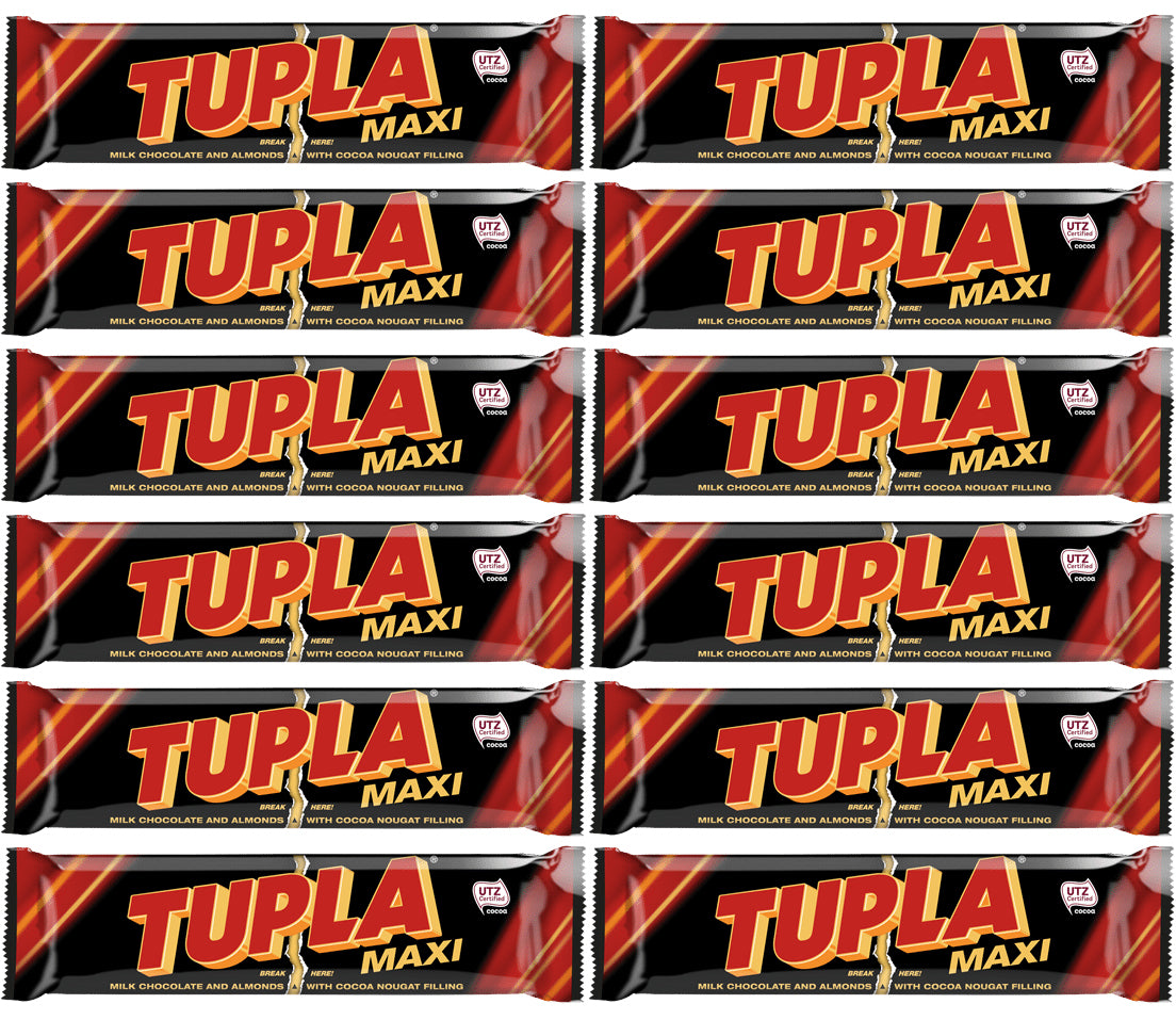 12 TUPLA MAXI Milk Chocolate Bars With Cocoa Nougat Filling 50g 1.76oz