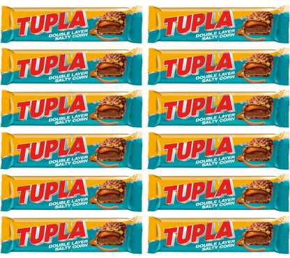 12 TUPLA DOUBLE LAYER SALTY CORN Flavor Chocolate Bars Candy Sweets 48g