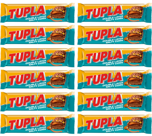 12 TUPLA DOUBLE LAYER SALTY CORN Flavor Chocolate Bars Candy Sweets 48g