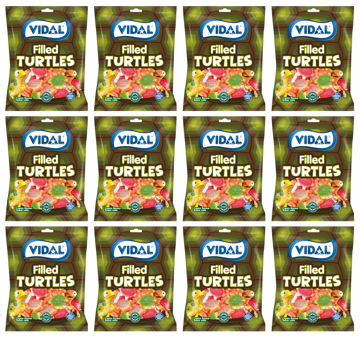 VIDAL FILLED TURTLES Cream Flavor Gummi Candies 12 x 90g