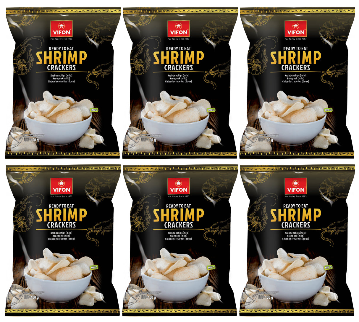 VIFON Shrimp Crackers Mild Flavor 6 x 100g