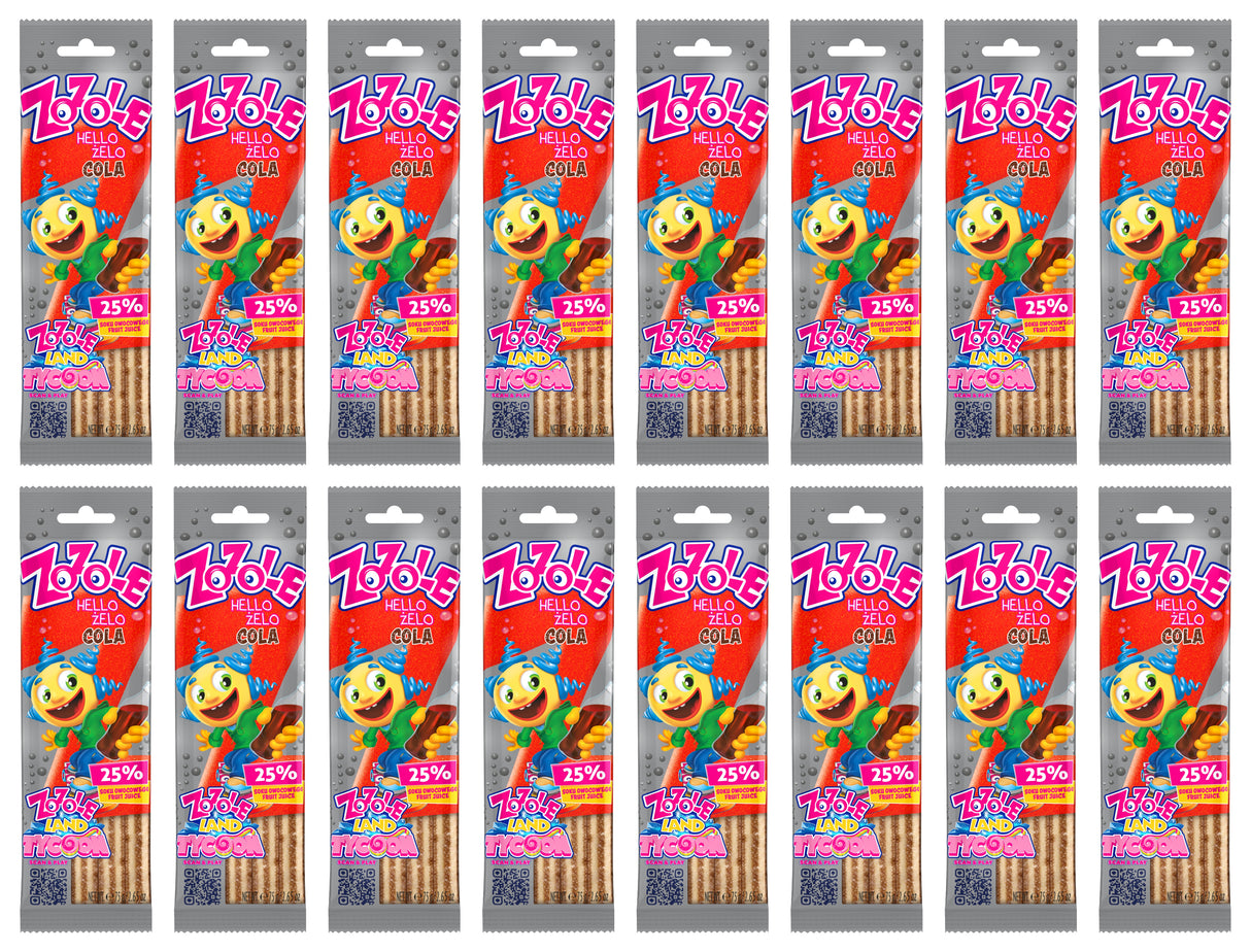 ZOZOLE Hello Zelo Cola Flavor Sugar Coated Sticks Gummi Candy 16 x 75g